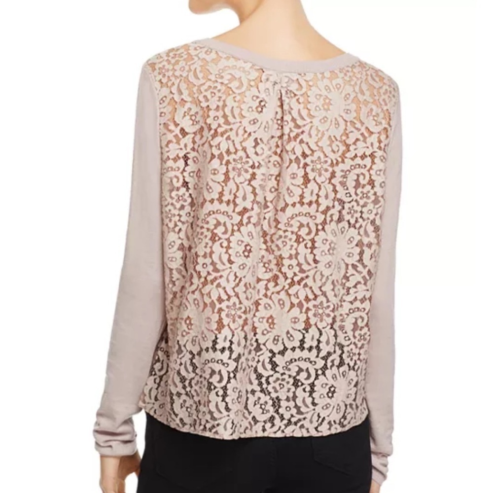 JOIE MATRIKA B LACE BACK OFF-WHITE LONG SLEEVE PULLOVER SWEATER WOMENS SZ MEDIUM
